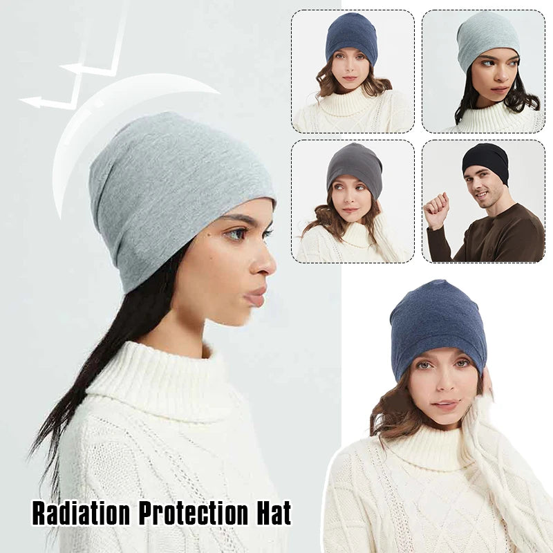 Anti Radiation Faraday EMF Protective Beanies Women Men Anti Radiation Cap Half Silver Fiber RFID Blocking Electromagnetic Hat