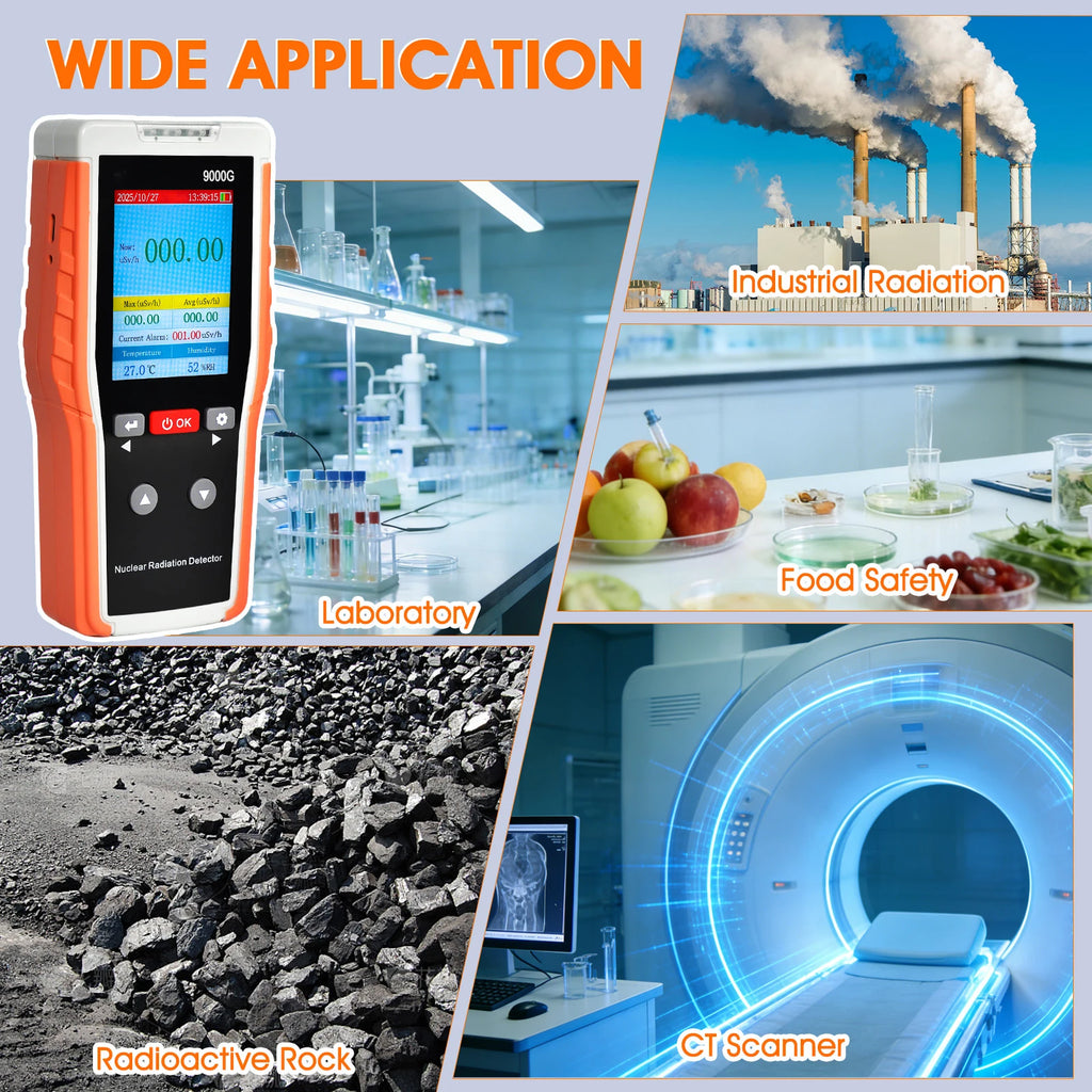 γ/X/β Rays, Nuclear Radiation Detection Equipment, Geiger Counter, 0.00–10,000 µSv/h, Audible, Visual & Vibrating Alarm